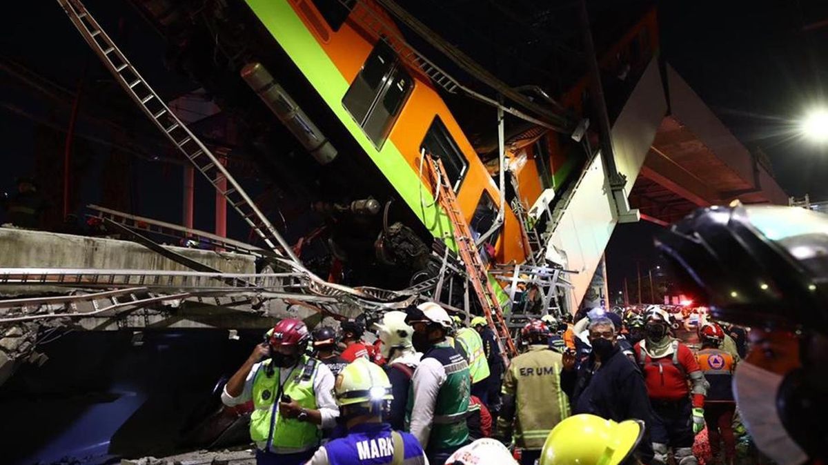 V Mexiku se zřítilo metro. Nejméně 23 mrtvých a 70 zraněných